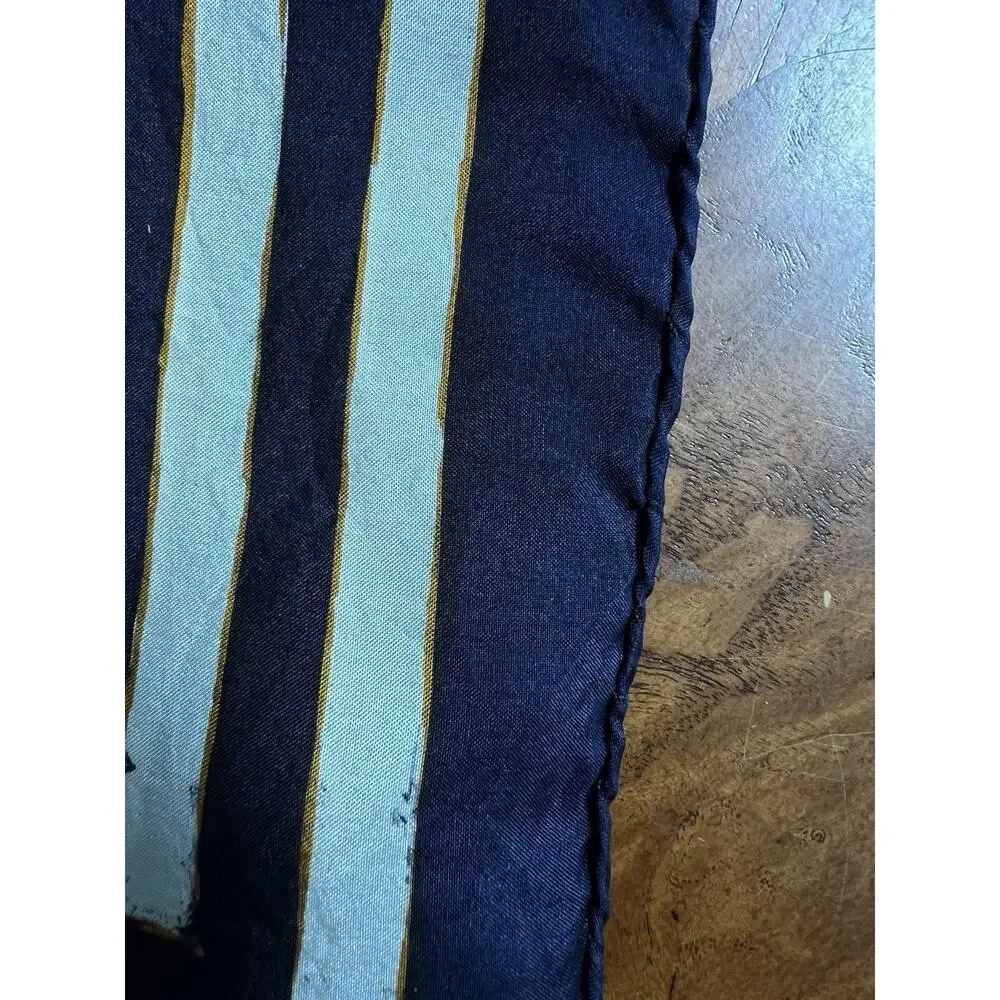 Oversized Silk Scarf Signed Iwan Tirta Batik Navy Gold 32x 31